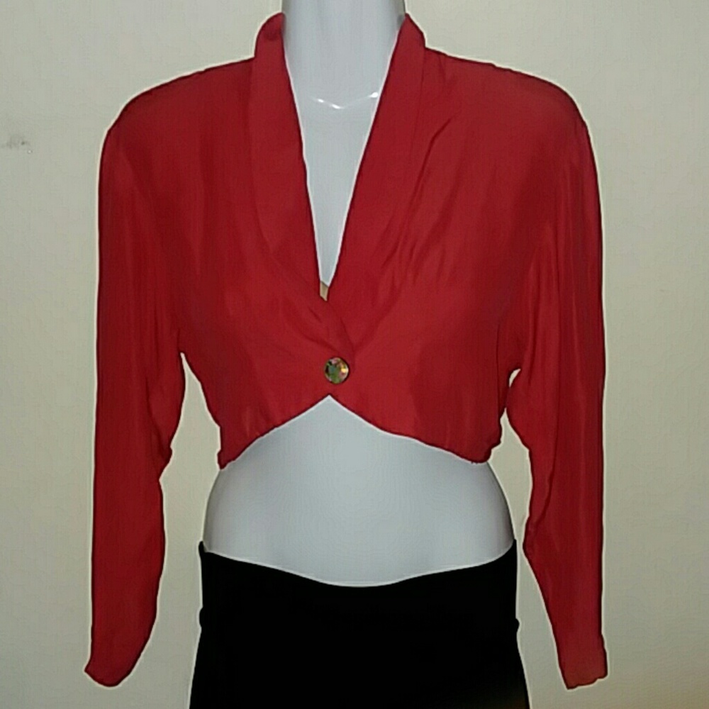 Blondie and Me Red Cropped Bolero Sz5 L/S &Twist